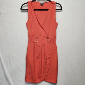 Bebe Dress Womens XS Sleeveless V Neck Button Detail Pockets Fit Flare Casual